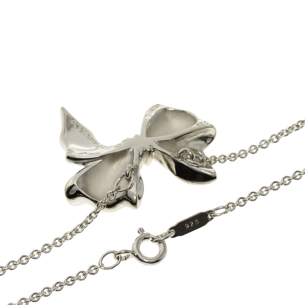 Tiffany Co ribbon motif necklace silver